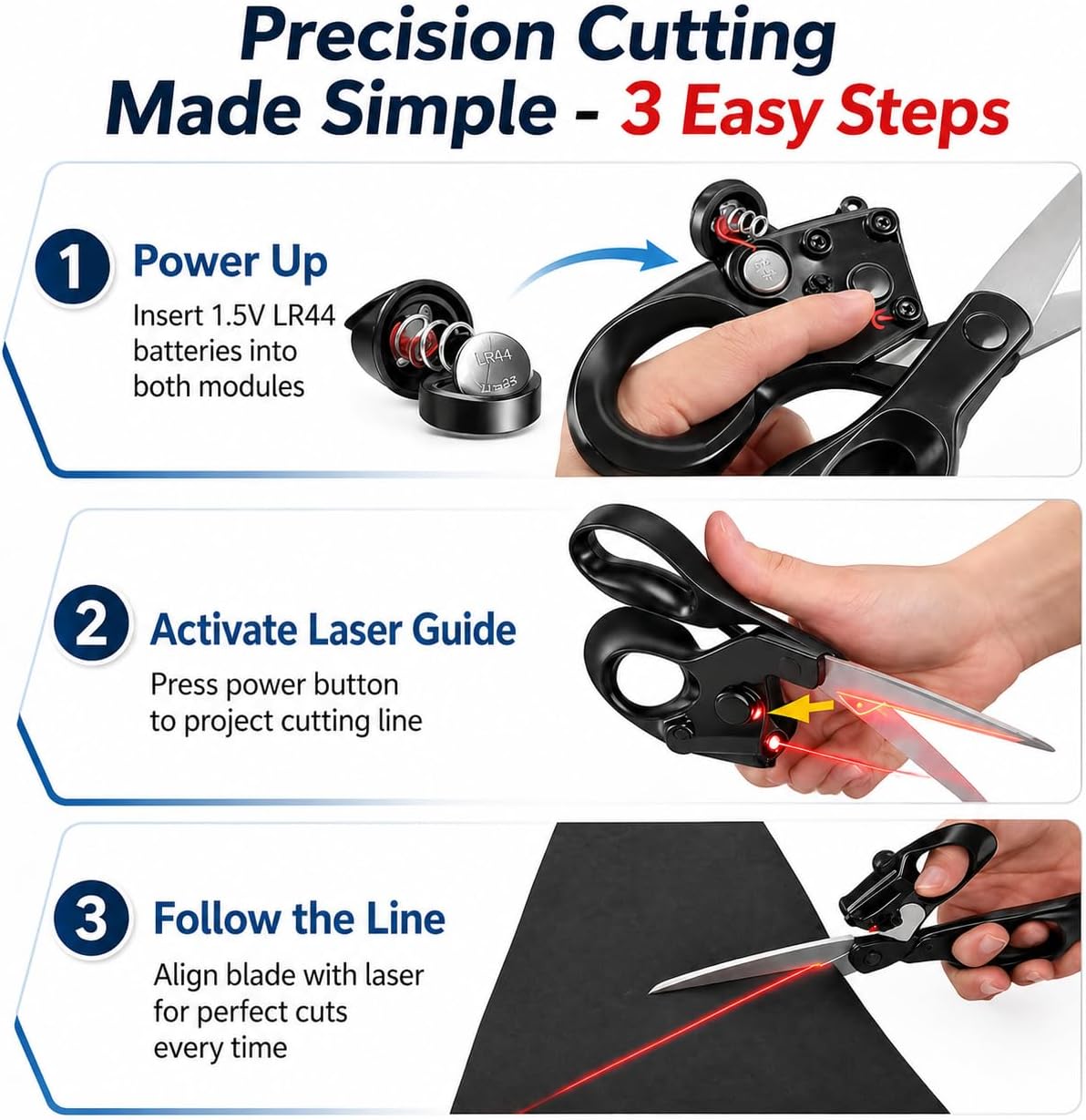 Laser-Guided Fabric Cutting Scissors