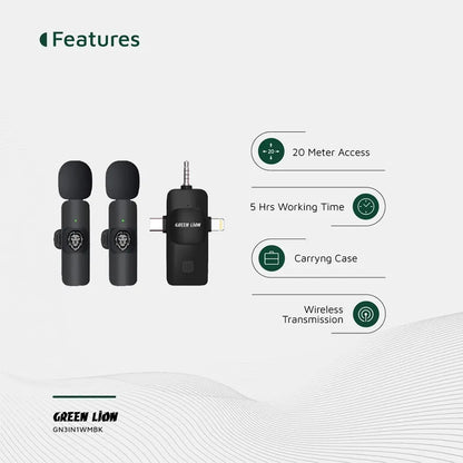 Green Lion 3-In-1 Wireless Microphone