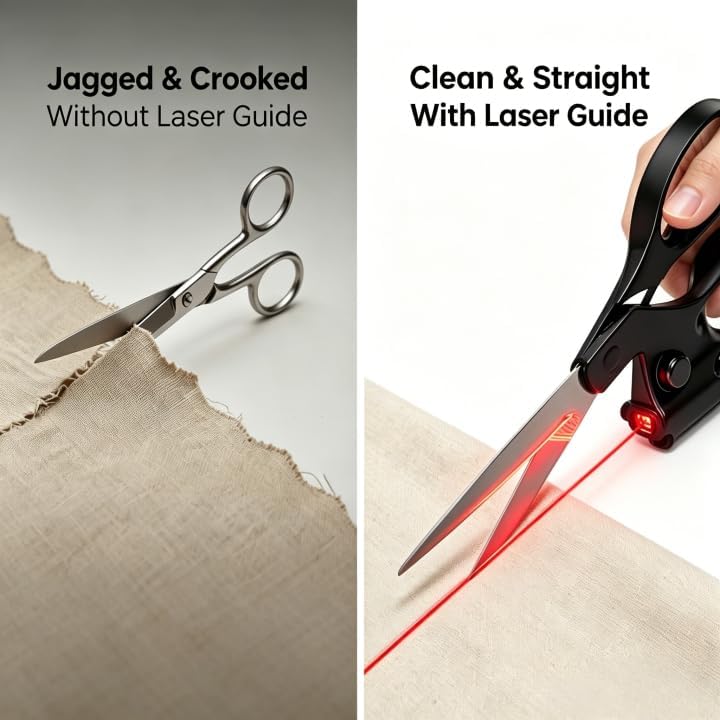 Laser-Guided Fabric Cutting Scissors