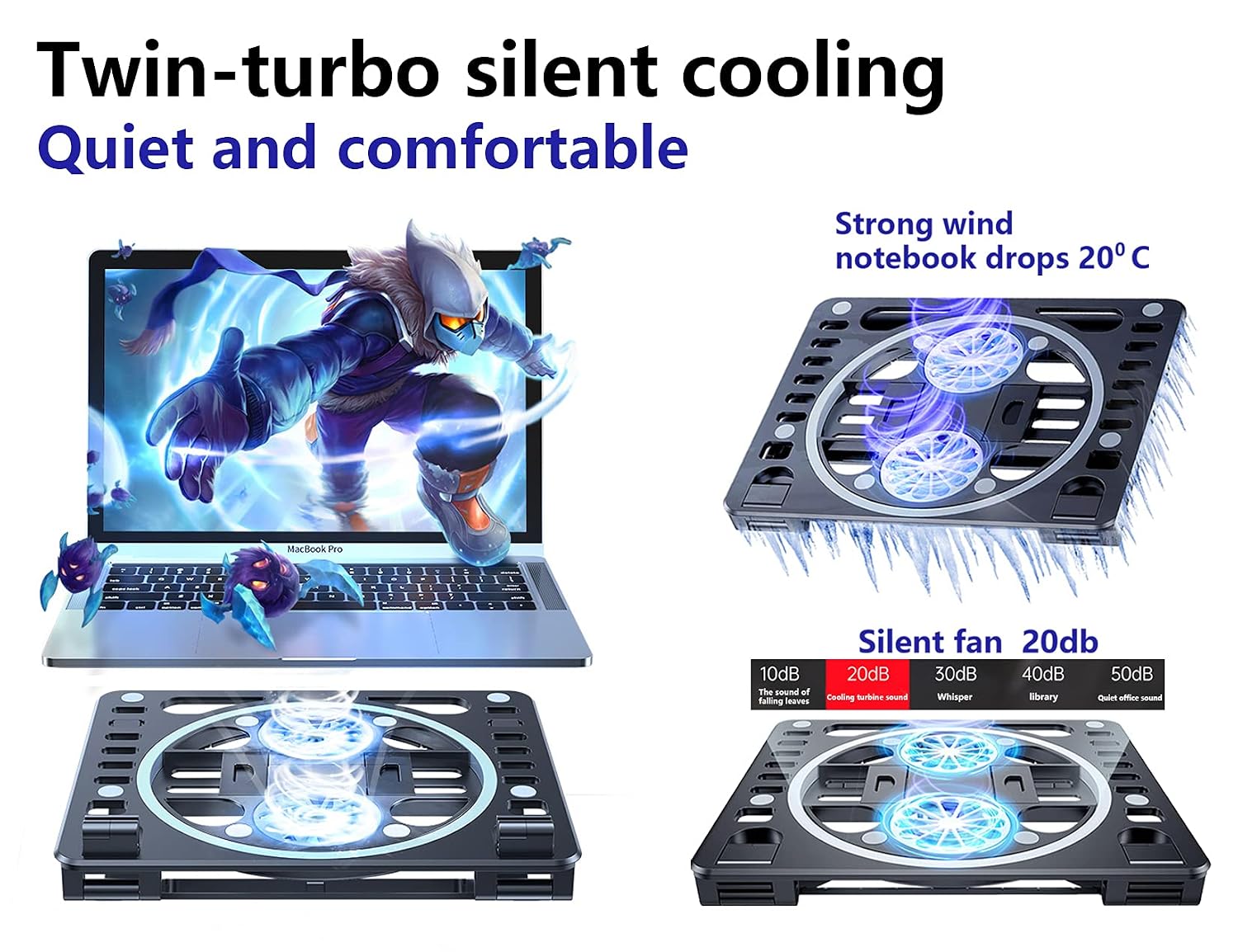 4-In-1 Laptop Cooling Pad Stand