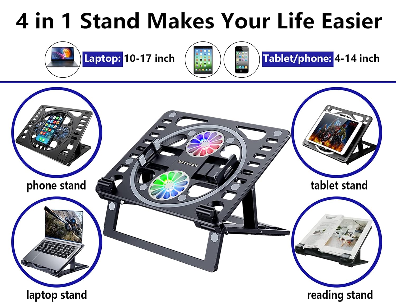 4-In-1 Laptop Cooling Pad Stand