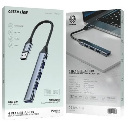 Green Lion 4-In-1 USB Hub - Docking Station Adapter