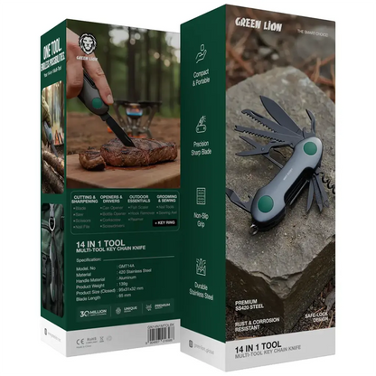 Green Lion 14-In-1 Multi Tool Key Chain Knife