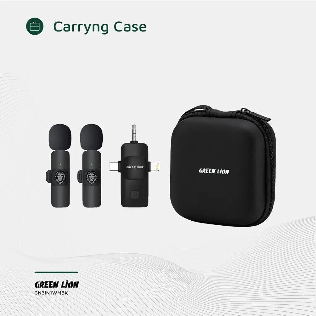 Green Lion 3-In-1 Microphone – Type-C / Lightning / Aux