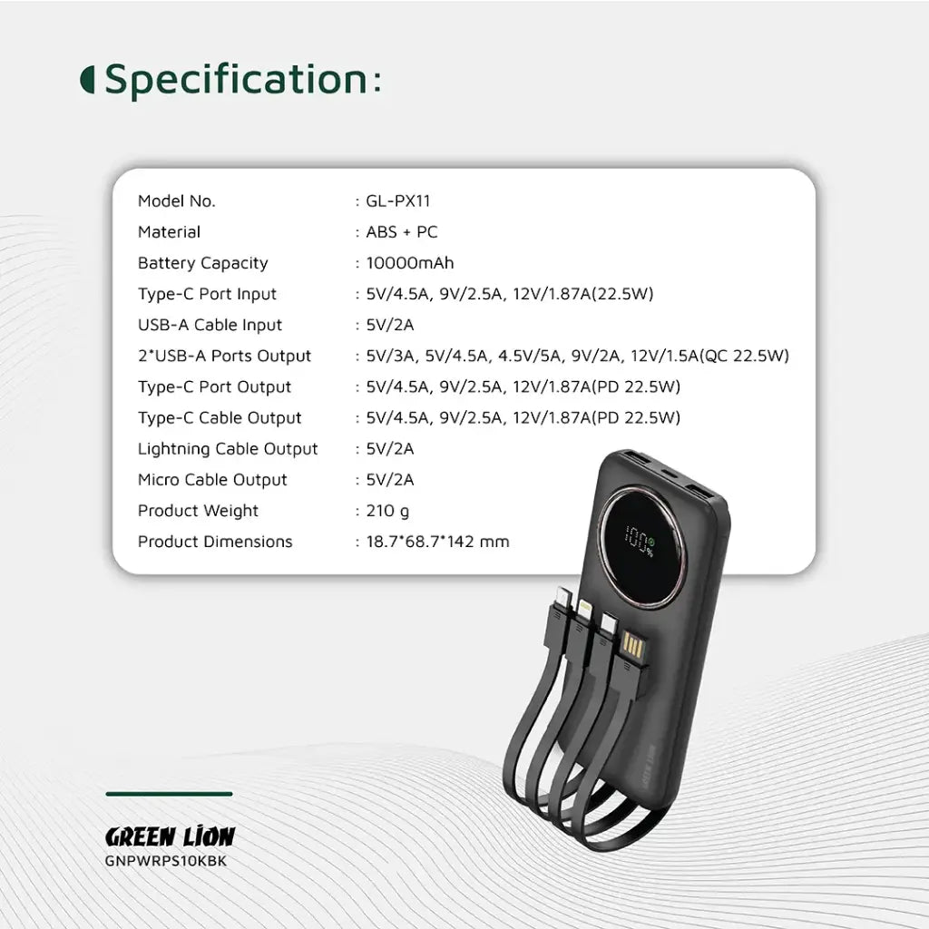 Green Lion Power Pulse 10000mAh Power Bank