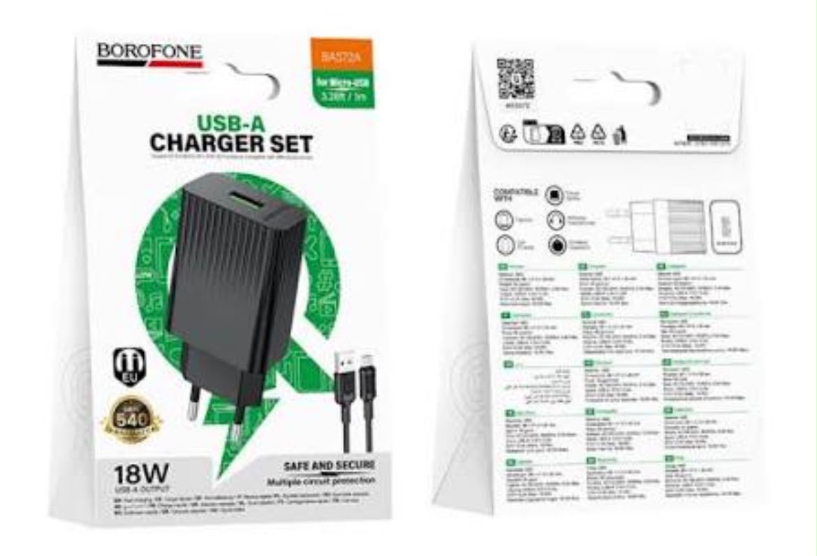 Borofone BAS72A USB-A Charger Set (Micro-USB)