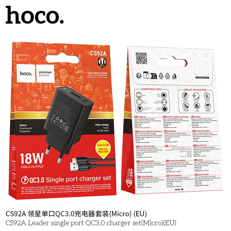 Hoco CS92A QC3.0 Charger Set